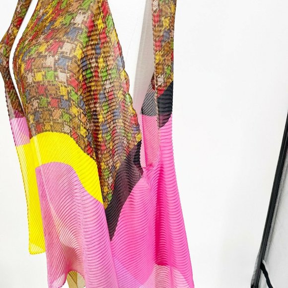 Saints Gil Womens Multicolor Asymmetrical Hem Open Front Sheer Cardigan Size OS - Picture 7 of 10